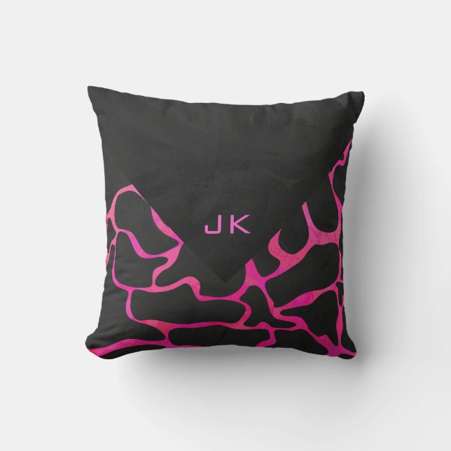 Giraffe Hot Pink en zwarte afdrukken Kussen (Voorkant)