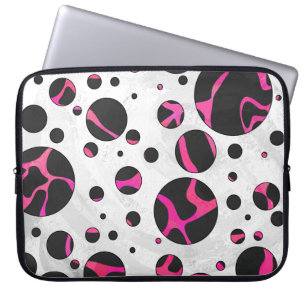 Giraffe Hot Pink en zwarte afdrukken Laptop Sleeve
