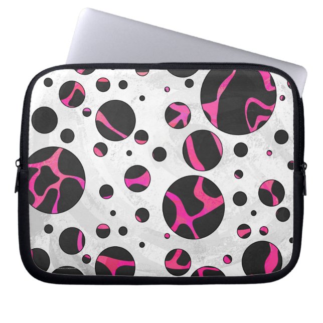 Giraffe Hot Pink en zwarte afdrukken Laptop Sleeve (Voorkant)