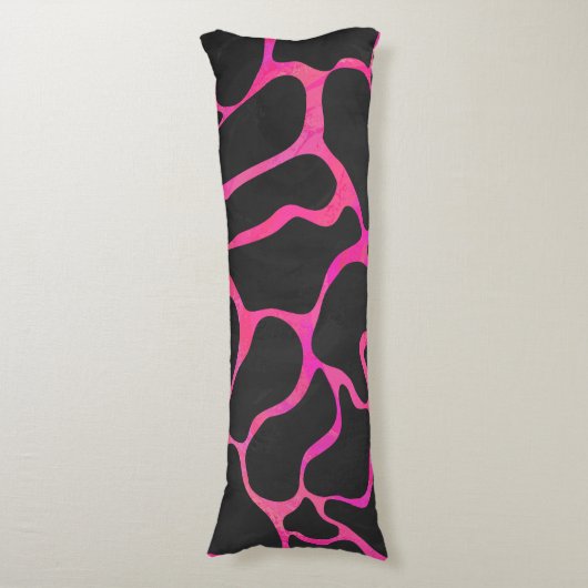 Giraffe Hot Pink en zwarte afdrukken Lichaamskussen (Voorkant Verticaal)