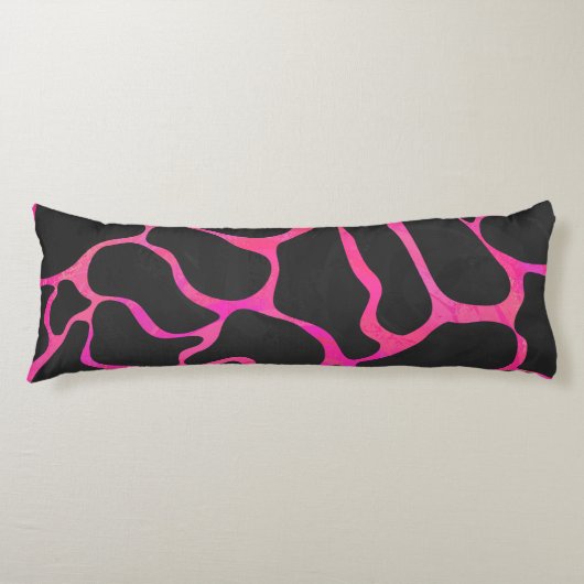 Giraffe Hot Pink en zwarte afdrukken Lichaamskussen (Voorkant)