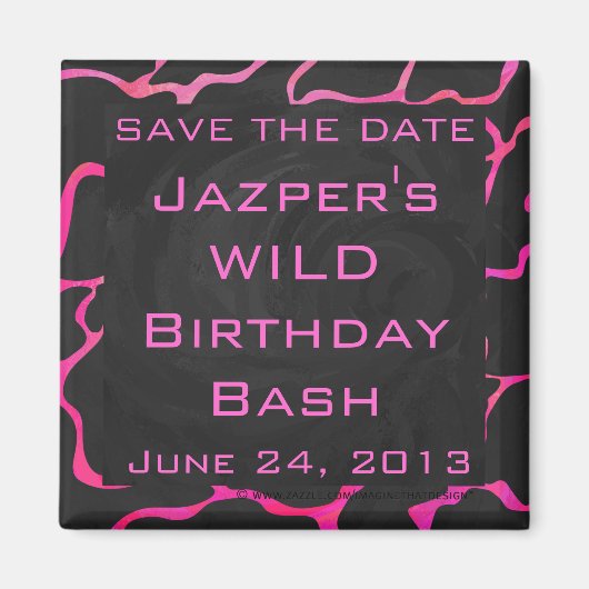 Giraffe Hot Pink en zwarte afdrukken Magneet (Voorkant)