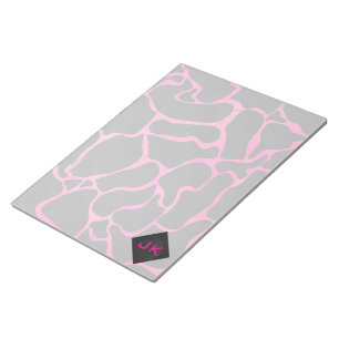 Giraffe Hot Pink en zwarte afdrukken Notitieblok