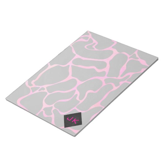 Giraffe Hot Pink en zwarte afdrukken Notitieblok (Schuin)