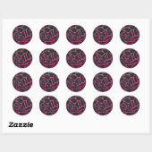 Giraffe Hot Pink en zwarte afdrukken Ronde Sticker (Vel)