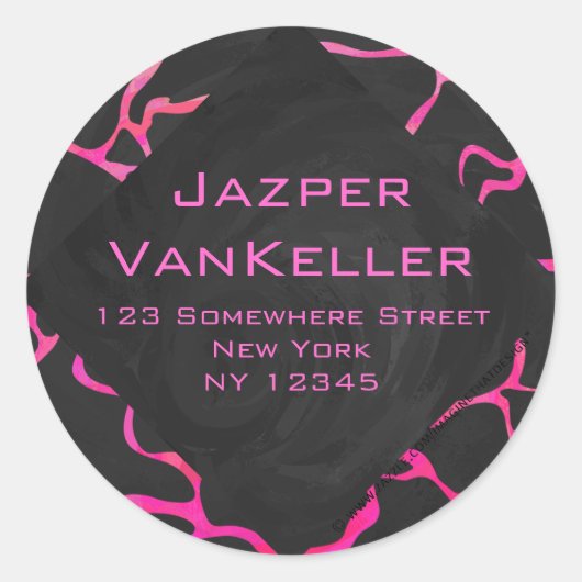 Giraffe Hot Pink en zwarte afdrukken Ronde Sticker (Voorkant)