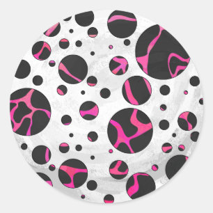 Giraffe Hot Pink en zwarte afdrukken Ronde Sticker