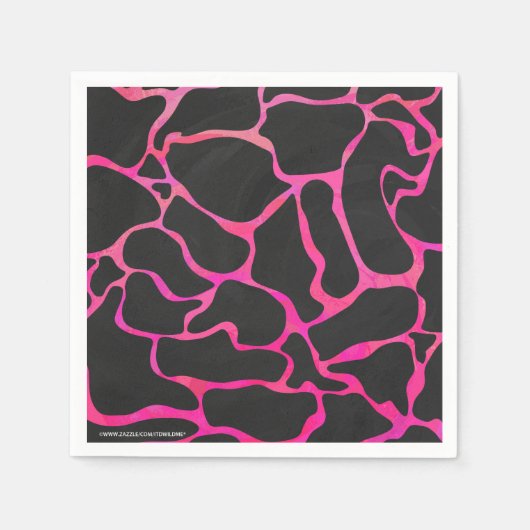 Giraffe Hot Pink en zwarte afdrukken Servet (Voorkant)