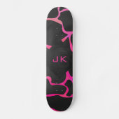 Giraffe Hot Pink en zwarte afdrukken Skateboard (Voorkant)