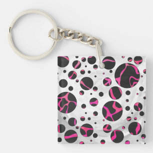 Giraffe Hot Pink en zwarte afdrukken Sleutelhanger