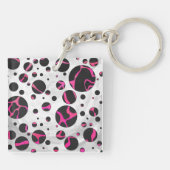 Giraffe Hot Pink en zwarte afdrukken Sleutelhanger (Achterkant)