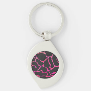 Giraffe Hot Pink en zwarte afdrukken Sleutelhanger