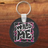 Giraffe Hot Pink en zwarte afdrukken Sleutelhanger (Voorkant)