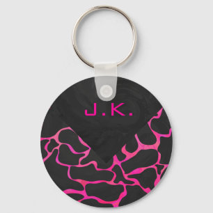 Giraffe Hot Pink en zwarte afdrukken Sleutelhanger
