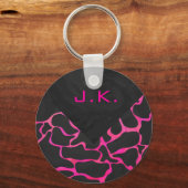 Giraffe Hot Pink en zwarte afdrukken Sleutelhanger (Voorkant)