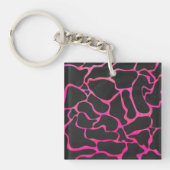 Giraffe Hot Pink en zwarte afdrukken Sleutelhanger (Voorkant)