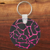 Giraffe Hot Pink en zwarte afdrukken Sleutelhanger (Voorkant)