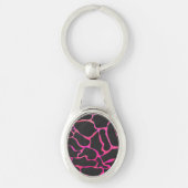 Giraffe Hot Pink en zwarte afdrukken Sleutelhanger (Voorkant)