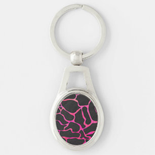 Giraffe Hot Pink en zwarte afdrukken Sleutelhanger
