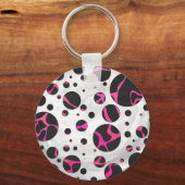 Giraffe Hot Pink en zwarte afdrukken Sleutelhanger (Voorkant)