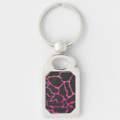 Giraffe Hot Pink en zwarte afdrukken Sleutelhanger (Voorkant)