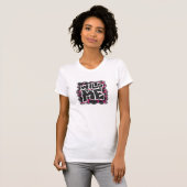 Giraffe Hot Pink en zwarte afdrukken T-shirt (Voorkant volledig)