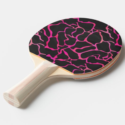 Giraffe Hot Pink en zwarte afdrukken Tafeltennisbatje (Voorkant Gekanteld)