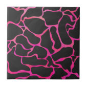 Giraffe Hot Pink en zwarte afdrukken Tegeltje (Voorkant)