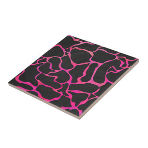 Giraffe Hot Pink en zwarte afdrukken Tegeltje