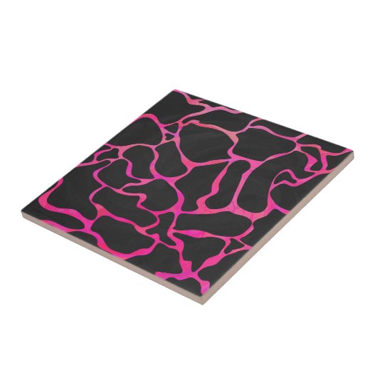 Giraffe Hot Pink en zwarte afdrukken Tegeltje (Zijkant)
