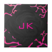 Giraffe Hot Pink en zwarte afdrukken Tegeltje (Voorkant)