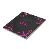 Giraffe Hot Pink en zwarte afdrukken Tegeltje (Zijkant)