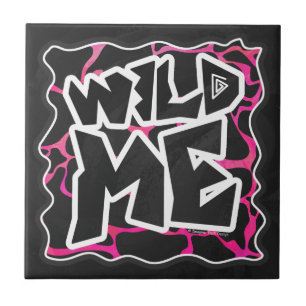 Giraffe Hot Pink en zwarte afdrukken Tegeltje