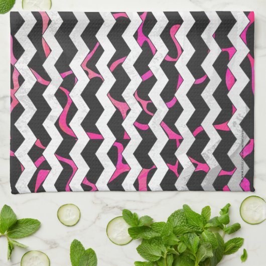 Giraffe Hot Pink en zwarte afdrukken Theedoek (Gevouwen)