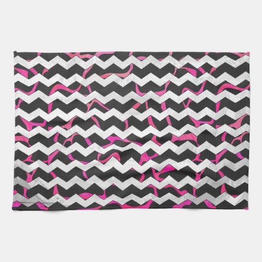 Giraffe Hot Pink en zwarte afdrukken Theedoek (Horizontaal)