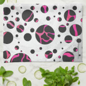 Giraffe Hot Pink en zwarte afdrukken Theedoek (Gevouwen)