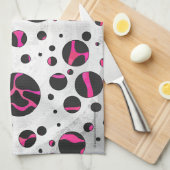 Giraffe Hot Pink en zwarte afdrukken Theedoek (Quarter Fold)