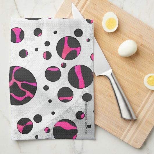 Giraffe Hot Pink en zwarte afdrukken Theedoek (Quarter Fold)