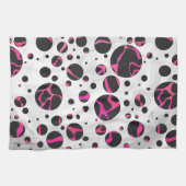 Giraffe Hot Pink en zwarte afdrukken Theedoek (Horizontaal)