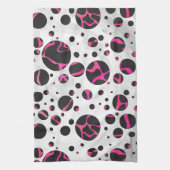 Giraffe Hot Pink en zwarte afdrukken Theedoek (Verticaal)