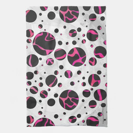 Giraffe Hot Pink en zwarte afdrukken Theedoek (Verticaal)