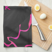 Giraffe Hot Pink en zwarte afdrukken Theedoek (Quarter Fold)