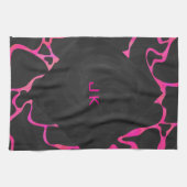 Giraffe Hot Pink en zwarte afdrukken Theedoek (Horizontaal)