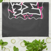 Giraffe Hot Pink en zwarte afdrukken Theedoek (Gevouwen)