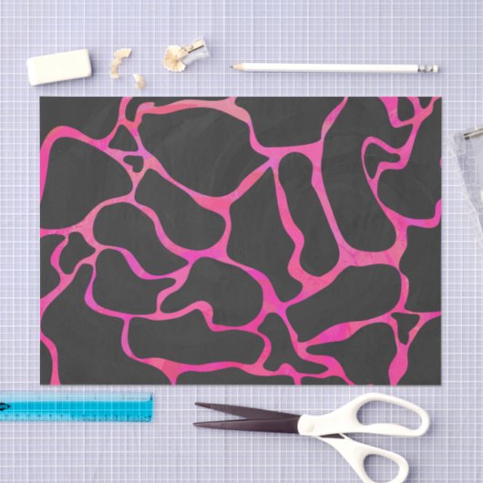 Giraffe Hot Pink en zwarte afdrukken Tissuepapier (Craft)