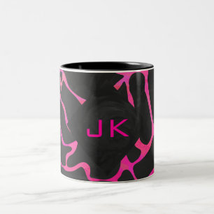 Giraffe Hot Pink en zwarte afdrukken Tweekleurige Koffiemok