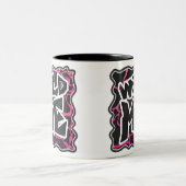 Giraffe Hot Pink en zwarte afdrukken Tweekleurige Koffiemok (Center)