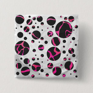 Giraffe Hot Pink en zwarte afdrukken Vierkante Button 5,1 Cm