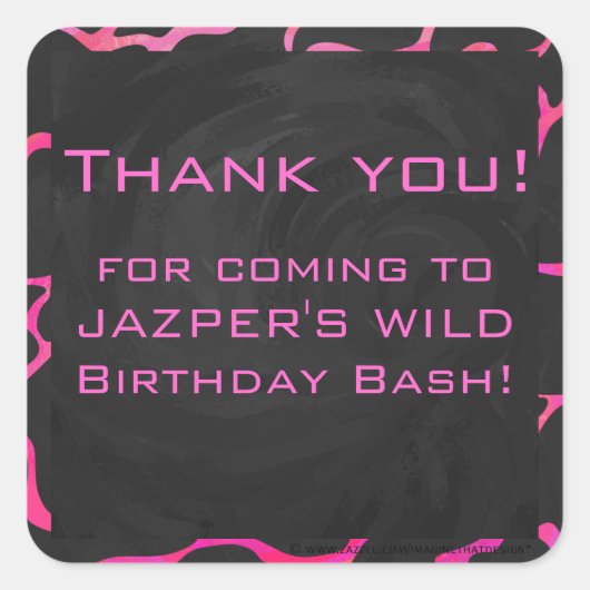 Giraffe Hot Pink en zwarte afdrukken Vierkante Sticker (Voorkant)