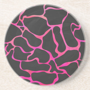 Giraffe Hot Pink en zwarte afdrukken Zandsteen Onderzetter